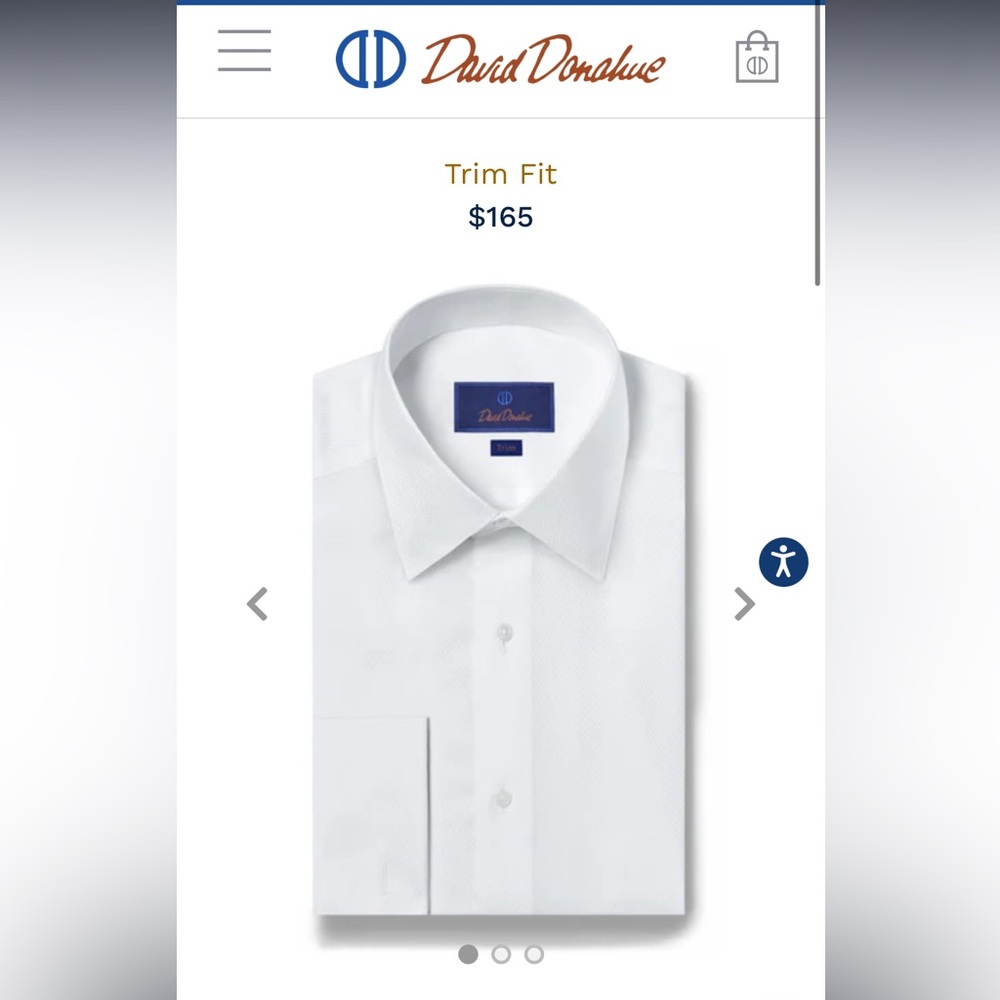 David Donahue Dobby Weave French Cuff Formal Shirt